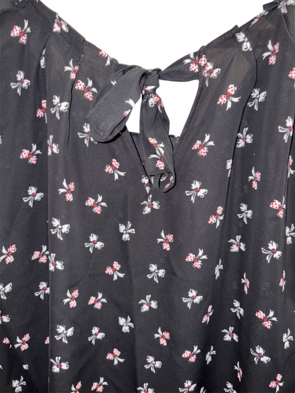 LC Lauren Conrad Bow Tie-Back Cap-Sleeve Blouse L - Picture 3 of 6